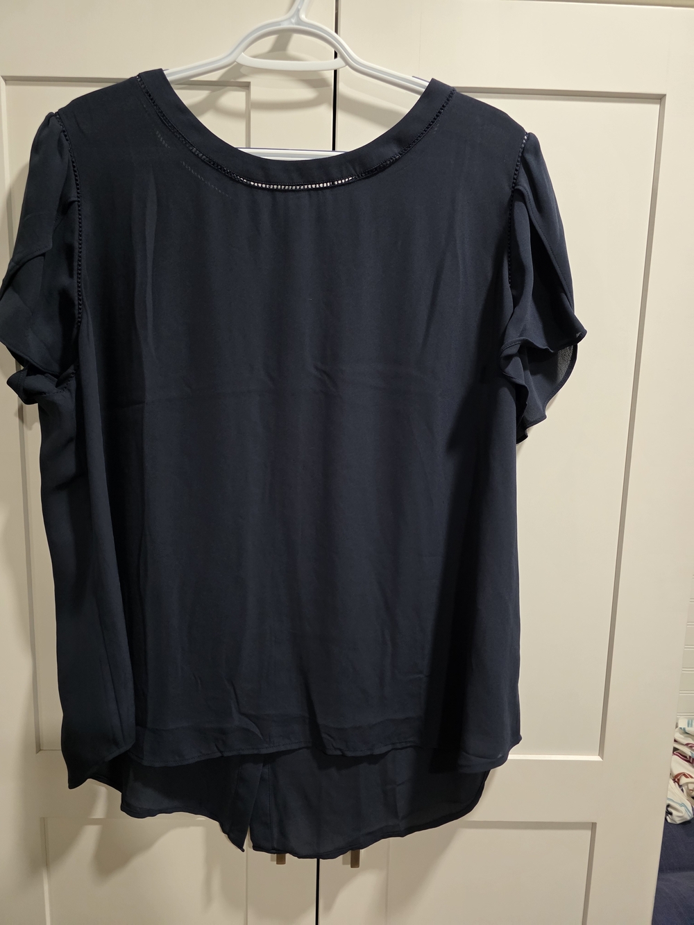 41 Hawthorn Navy Ruffle Sleeve Blouse